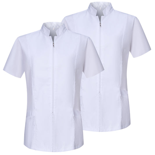 Pack 2 Unidades - CASACA MUJER CIERRE CREMALLERA MANGA CORTA UNIFORME DOCTORA UNIFORME- Ref.829