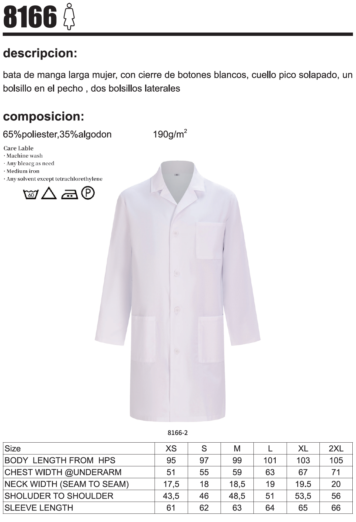 Bata Laboratorio Larga para Mujer 8166 - MISEMIYA Uniformes de Trabajo