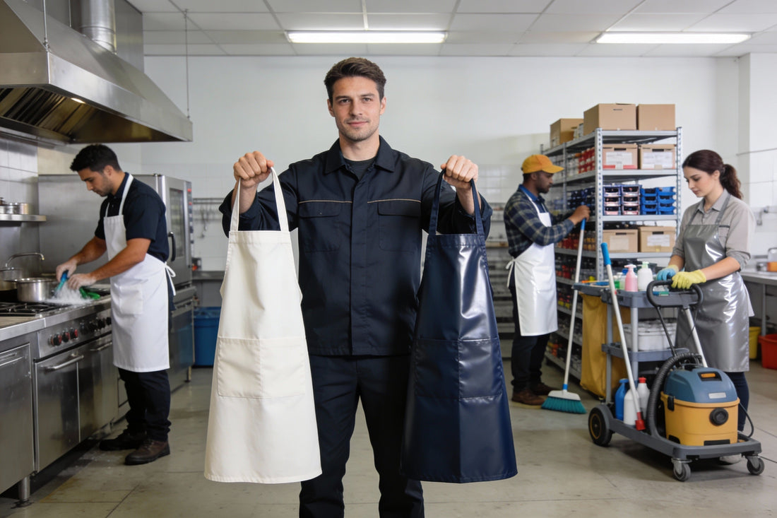 Delantales de Trabajo: Algodón vs Poliéster - Guía Definitiva 2026 para Elegir el Material Perfecto