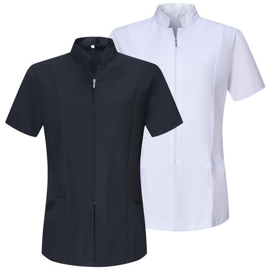 Pack 2 Unidades - CASACA MUJER CIERRE CREMALLERA MANGA CORTA UNIFORME DOCTORA UNIFORME- Ref.829
