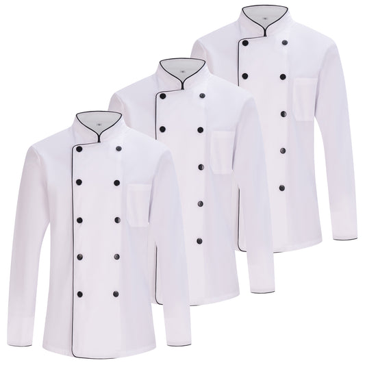 Pack 3 Unidades - Chaqueta Cocinero Hombre - Chaqueta de Chef Hombre - Uniforme Hosteleria 3-842