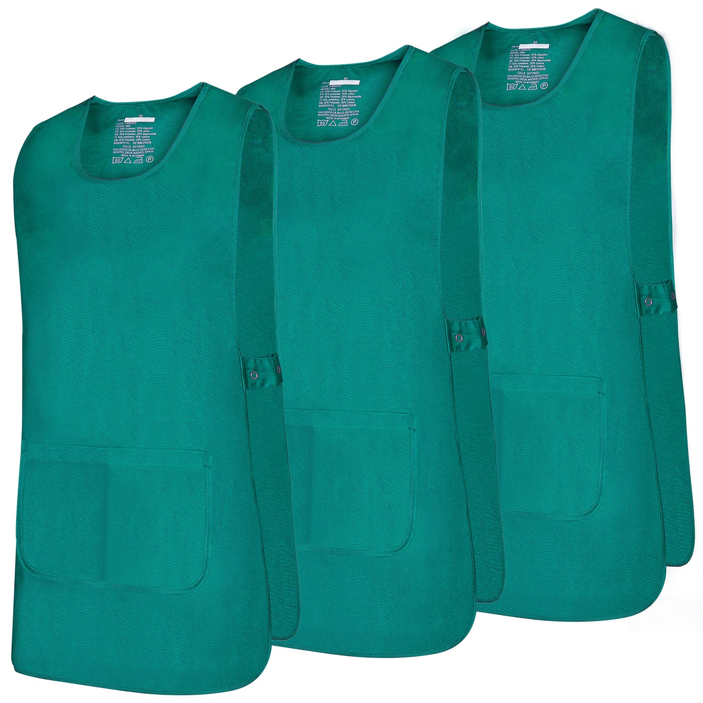 Paquete 3 Unidades Delantal Limpieza Unisex 3-868 | Estética, Peluquería, Veterinaria y Sanidad | Bolsillo Frontal | Uniforme Trabajo Ligero MISEMIYA - MISEMIYA Uniformes de Trabajo