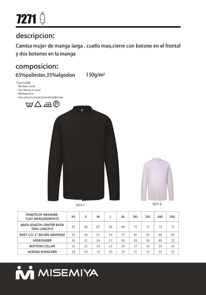 Camisa mujer de mangas largas 7271 - MISEMIYA Uniformes de Trabajo