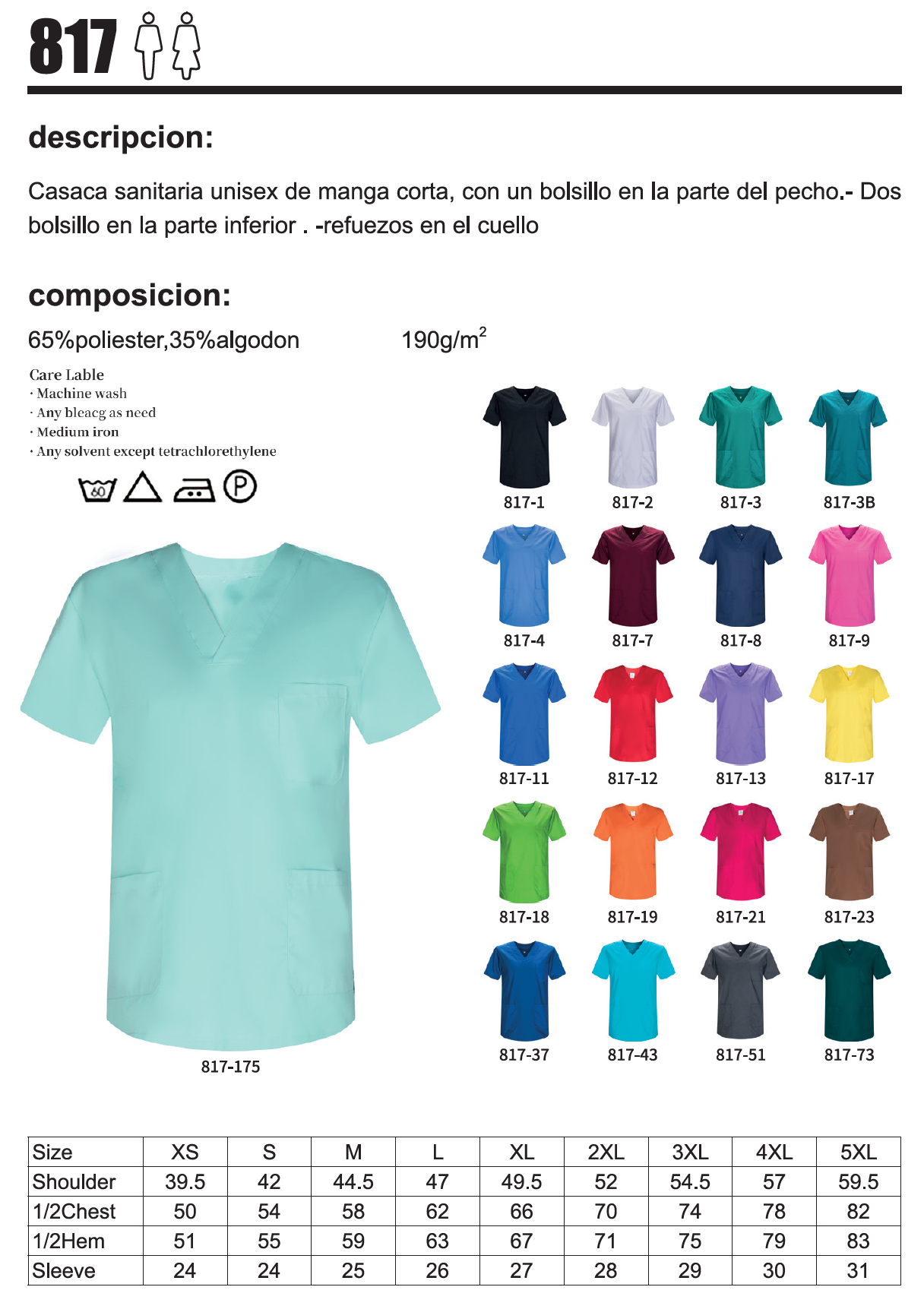 Paquete 3 Unidades - CASACA SANITARIO UNISEX UNIFORMES SANITARIOS 3-817 - MISEMIYA Uniformes de Trabajo