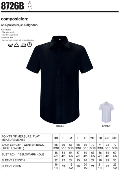 Camisa Camarera para Mujer con Mangas Cortas 8726B - MISEMIYA Uniformes de Trabajo