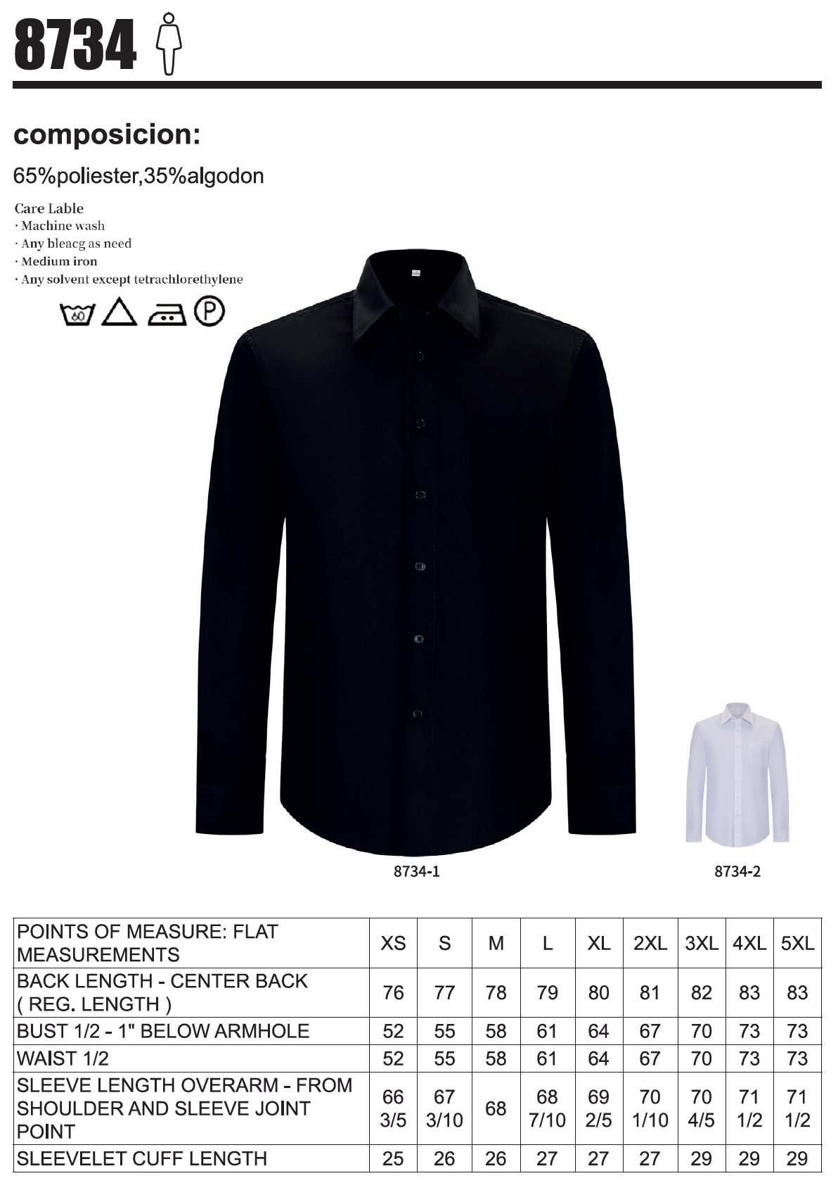 Camisa Camarero para Hombre con Mangas Largas 8734 - MISEMIYA Vestuario Laboral