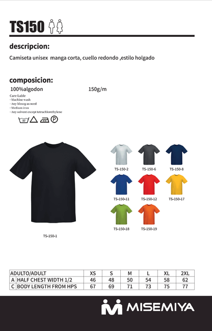Paquete de 10 Unidades - Camiseta con Mangas Cortas 100% Algodón   10-TS150 - MISEMIYA Uniformes de Trabajo